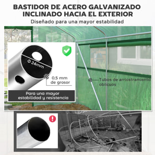 Invernadero de Exterior 4x3x2 m Invernadero de Túnel con 2 Ventanas Cubierta de PE Anti-UV y 1 Puerta Enrollable con Cremallera Invernadero para Jardín Patio