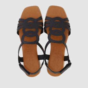 Sandalias de Piel - Negro - Tacón: 3 cm
