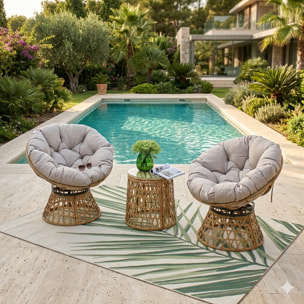 Salon de jardin 2 fauteuils et 1 table ZANPA