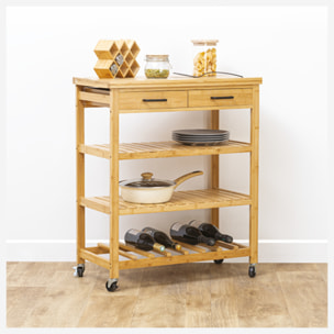 Desserte grand modèle 2 tiroirs Bambou Linha