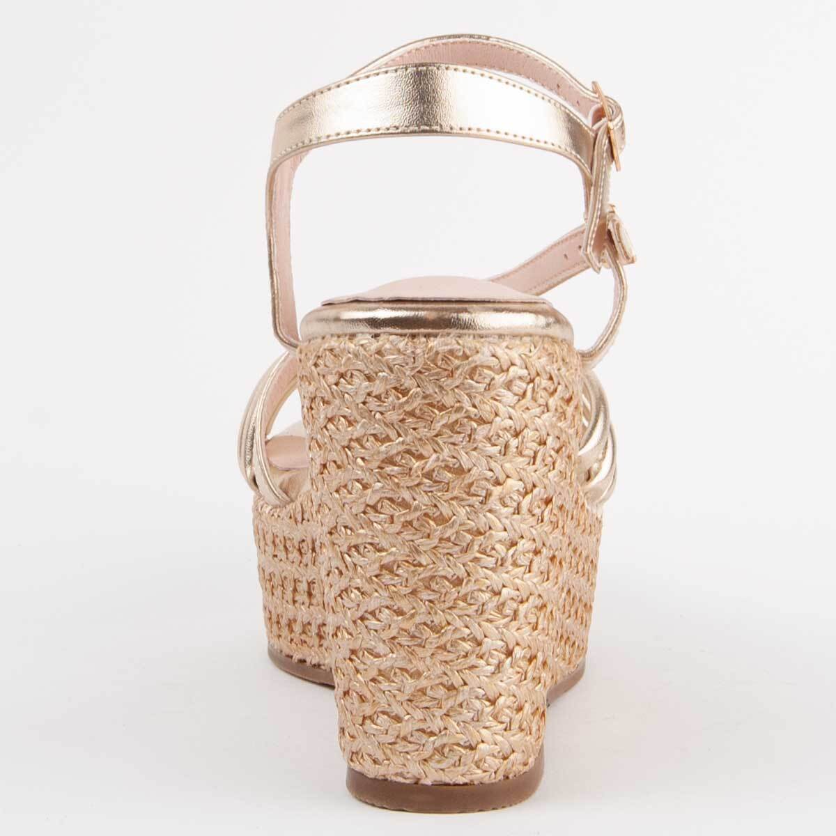 Sandalia De Cuña - Dorado - Altura: 10 Cm