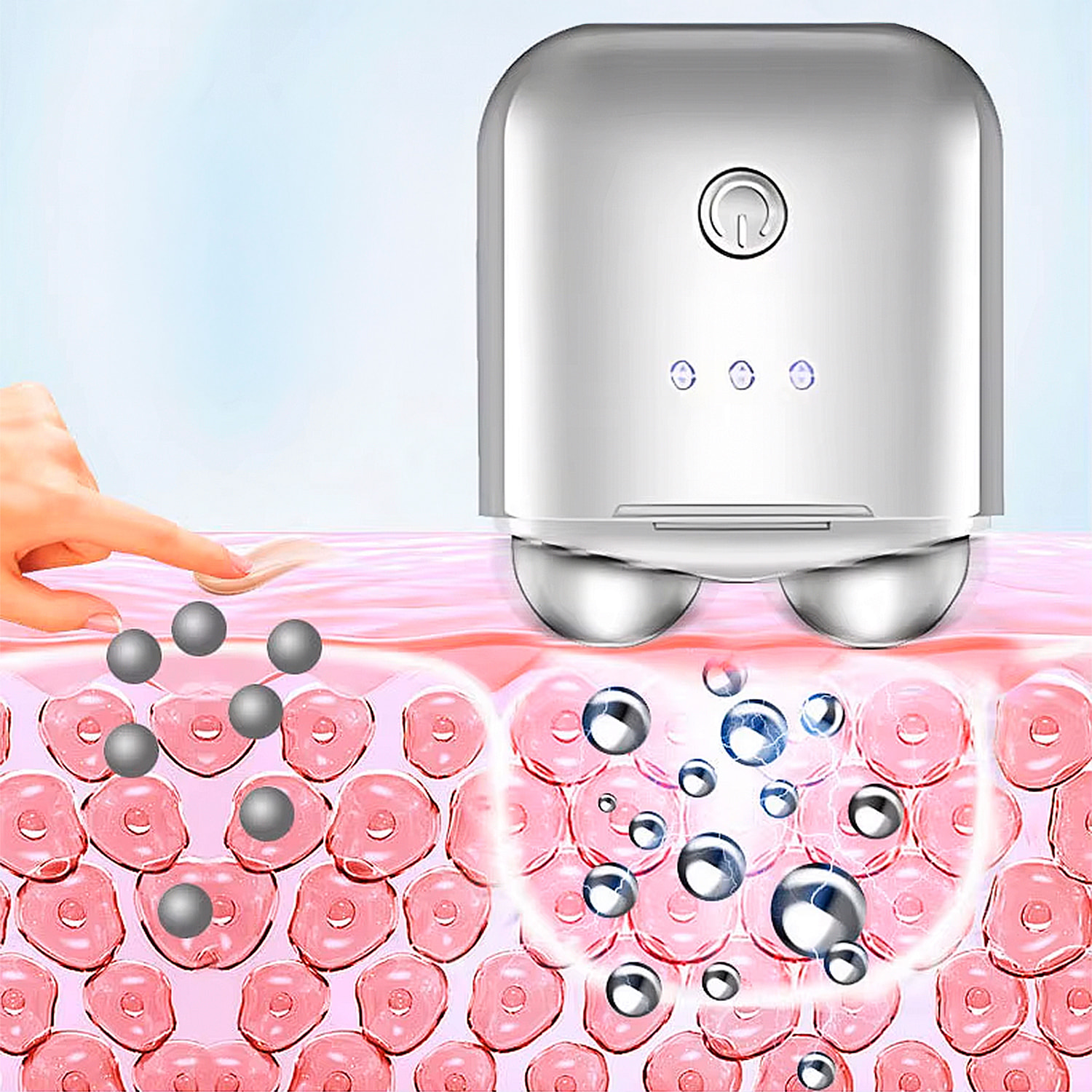 Mini dispositivo de belleza, microcorrientes especial para el cuidado facial. Con 3 niveles de intensidad.
