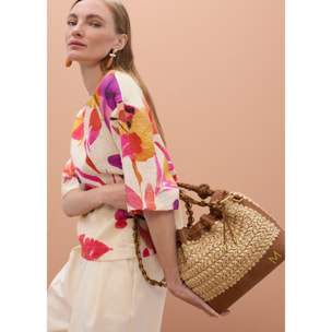 Blusa a maniche corte con stampa floreale