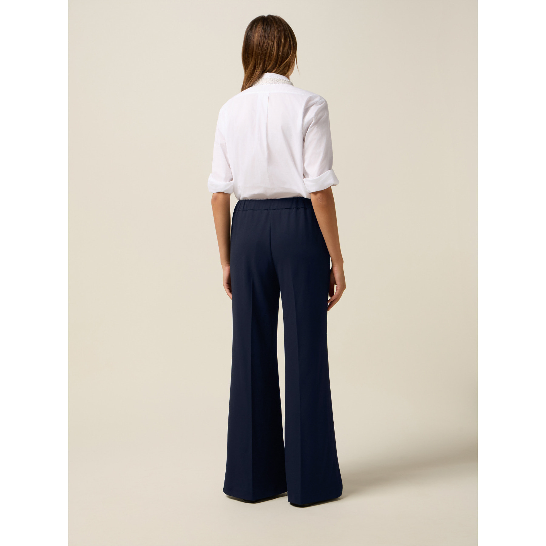 Oltre - Pantaloni palazzo in tessuto crêpe - Blu