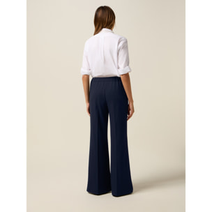 Oltre - Pantaloni palazzo in tessuto crêpe - Blu