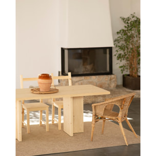 Table à manger en bois massif ton naturel en différentes tailles