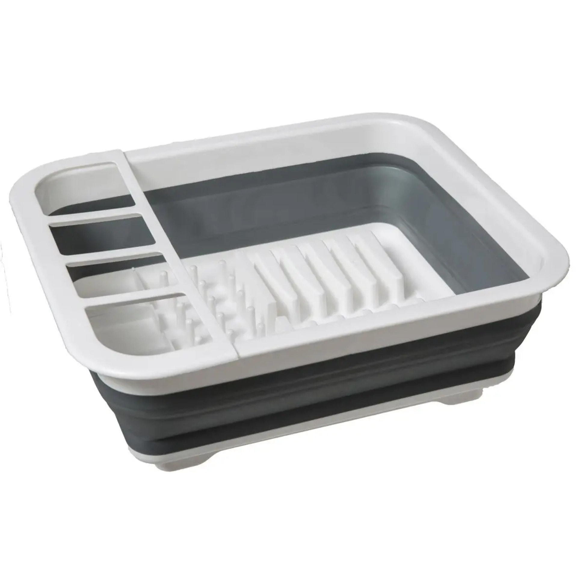 Égouttoir silicone rétractable gris et blanc