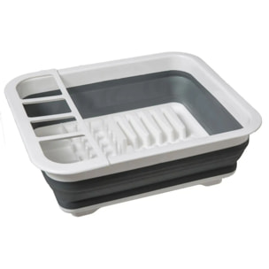 Égouttoir silicone rétractable gris et blanc