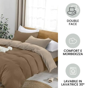 Parure Copripiumino Bicolore Singolo, Set Sacco Copripiumino in Cotone con Federe