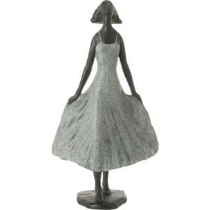 J-Line décoration Fille Regardant Ciel - polyrésine - noir/gris - large