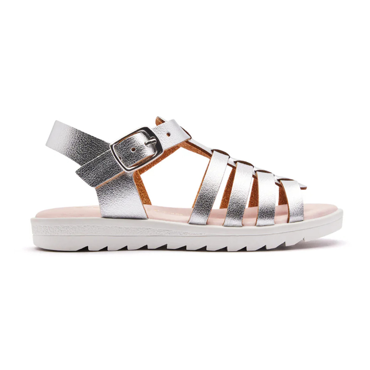 Sandalias Abiertas de Niña Cierre Hebilla en Plata