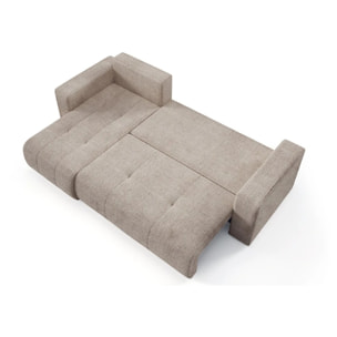 AURORE - Canapé d'angle gauche 3 places en tissu texturé taupe