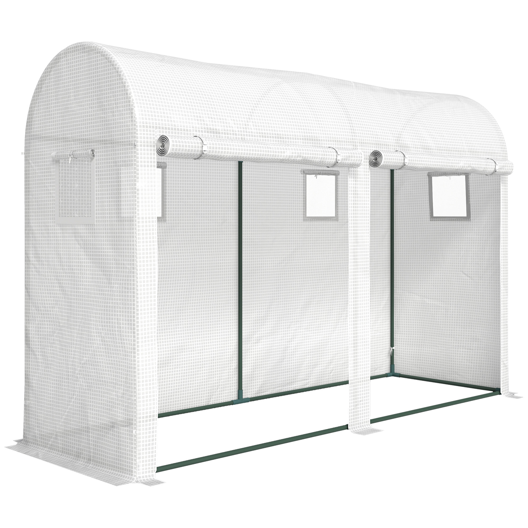 Serre de Jardin serre à tomates dim. 3 x 1 x 2 m 2 portes 4 fenêtres acier PE haute densité blanc