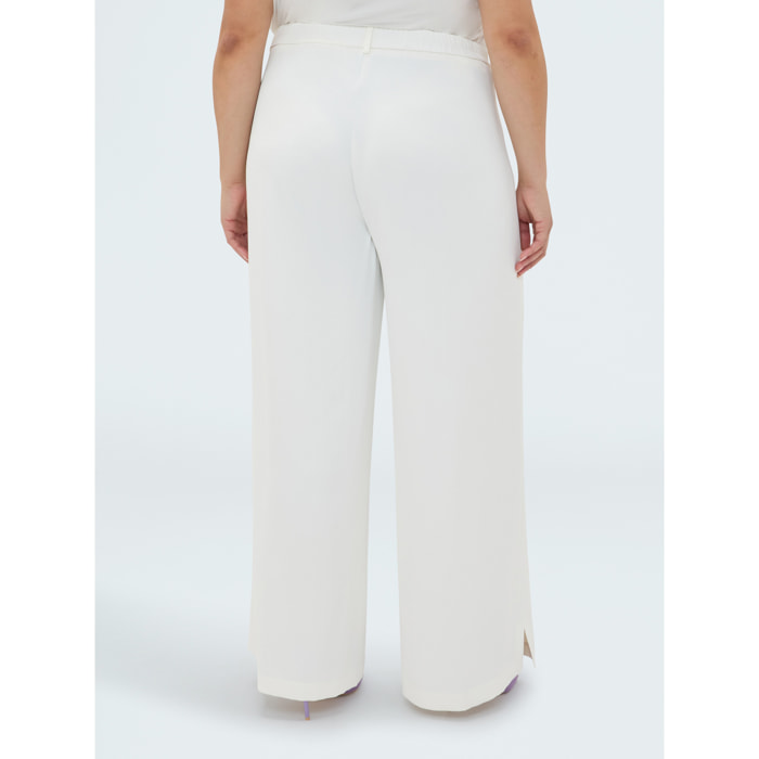 Fiorella Rubino - Pantaloni Wide Leg in tessuto fluido - Bianco