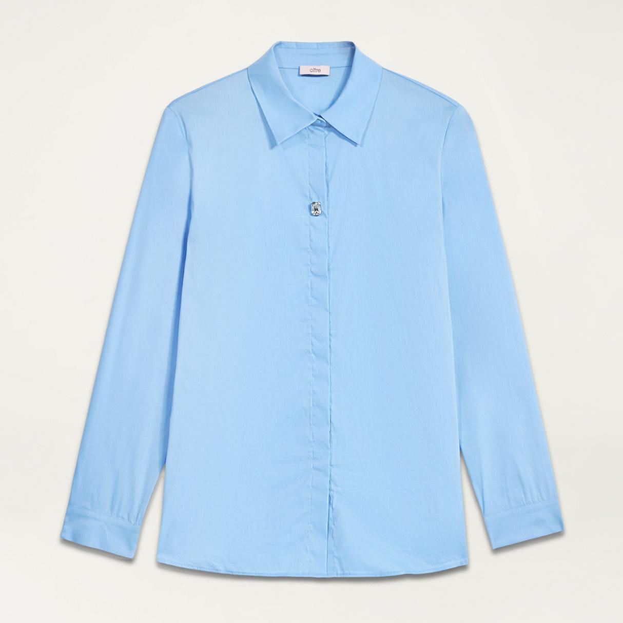 Oltre - Camisa de popelina con piedra bordada - Light - blue