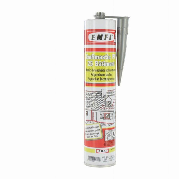 Mastic polyuréthane PU25 EMFI - Gris - Cartouche 300 ml - 74064AE414