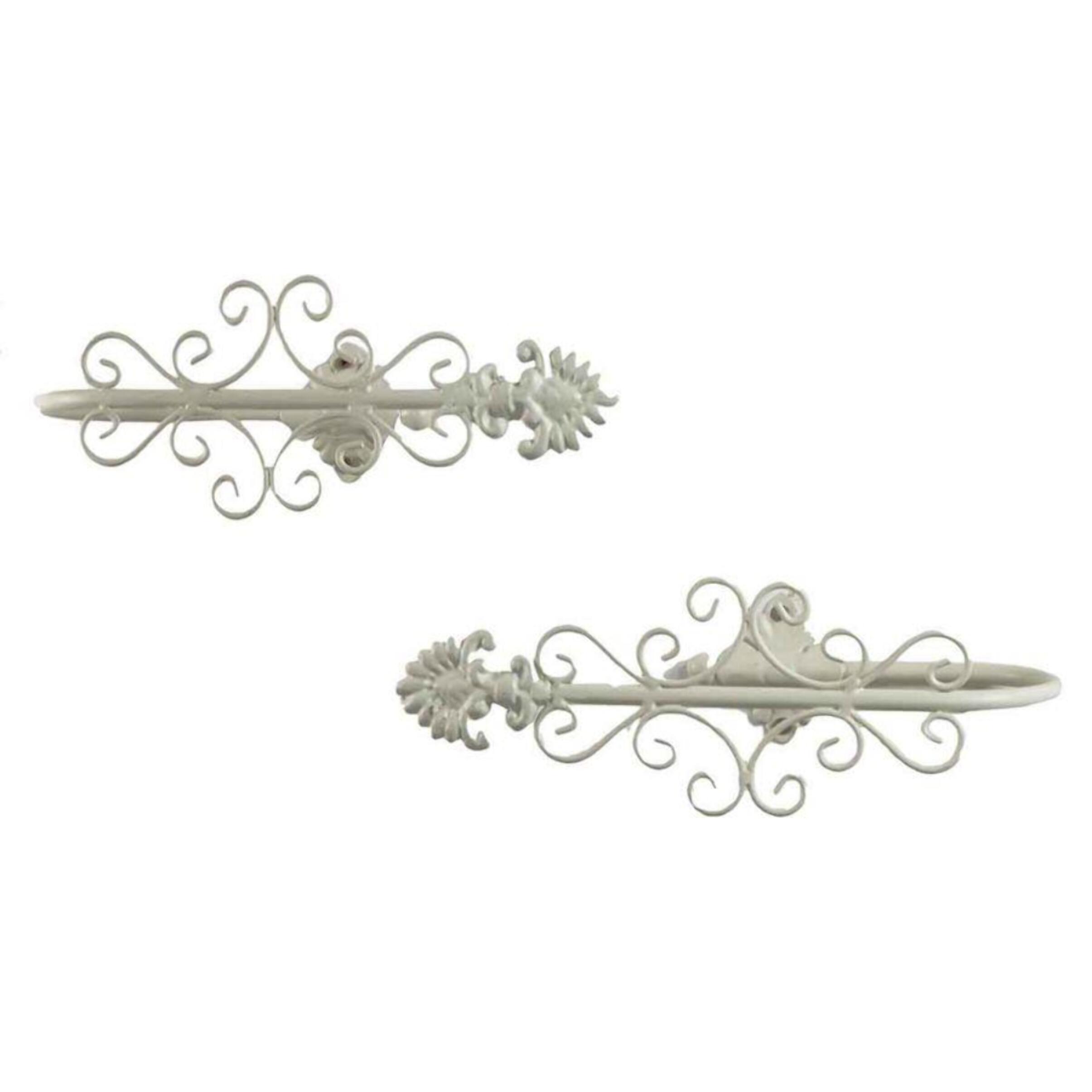 Coppia di fermatenda in ferro bianco cm26x10h9,5