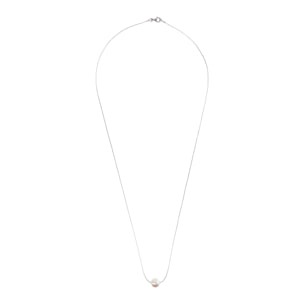 PERLAVIVA - Collana Lunga in Argento 925 placcato Oro Bianco 18Kt con Perla Bianca d'Acqua Dolce Ø11mm
