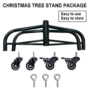 Base per albero di natale in metallo nero con ruote cm73