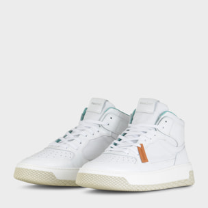 SNEAKER MID P02 UOMO IN PELLE BIANCO