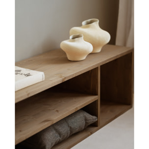 Meuble TV en bois massif ton chêne foncé 160x40cm Hauteur: 40 Longueur: 160 Largeur: 40