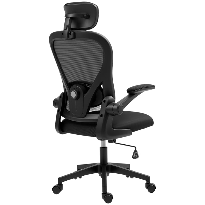 Silla de Oficina Giratoria Silla de Escritorio de Malla Transpirable con Altura Ajustable Reposacabezas y Soporte Lumbar Ajustables Silla de Despacho Basculante Carga 120 kg Negro