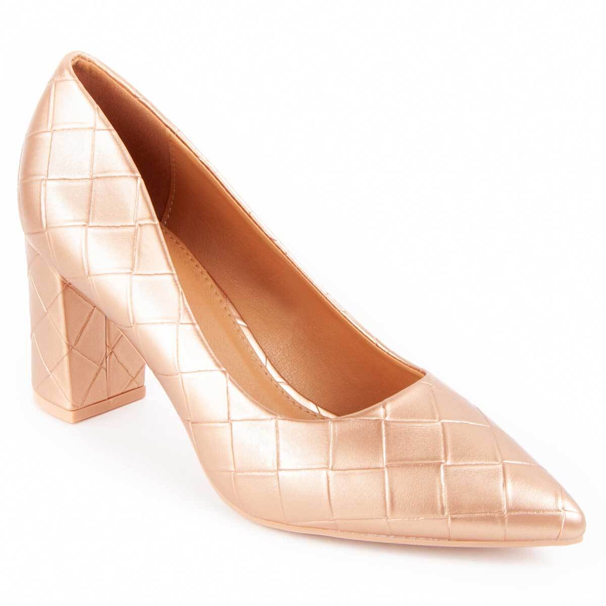 Zapato De Tacón - Dorado - Altura: 8 Cm