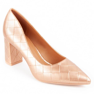 Zapato De Tacón - Dorado - Altura: 8 Cm