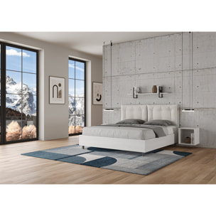 Letto matrimoniale contenitore 160x190 cuscinatura similpelle bianco Egos Annalisa