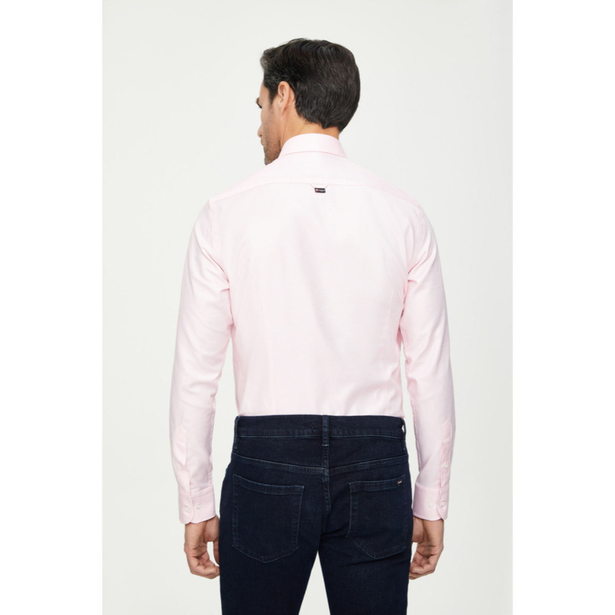 Camicia Uomo 1 Bottone Button Down Slim Oxford Unito Rosa