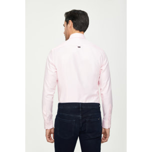 Camicia Uomo 1 Bottone Button Down Slim Oxford Unito Rosa