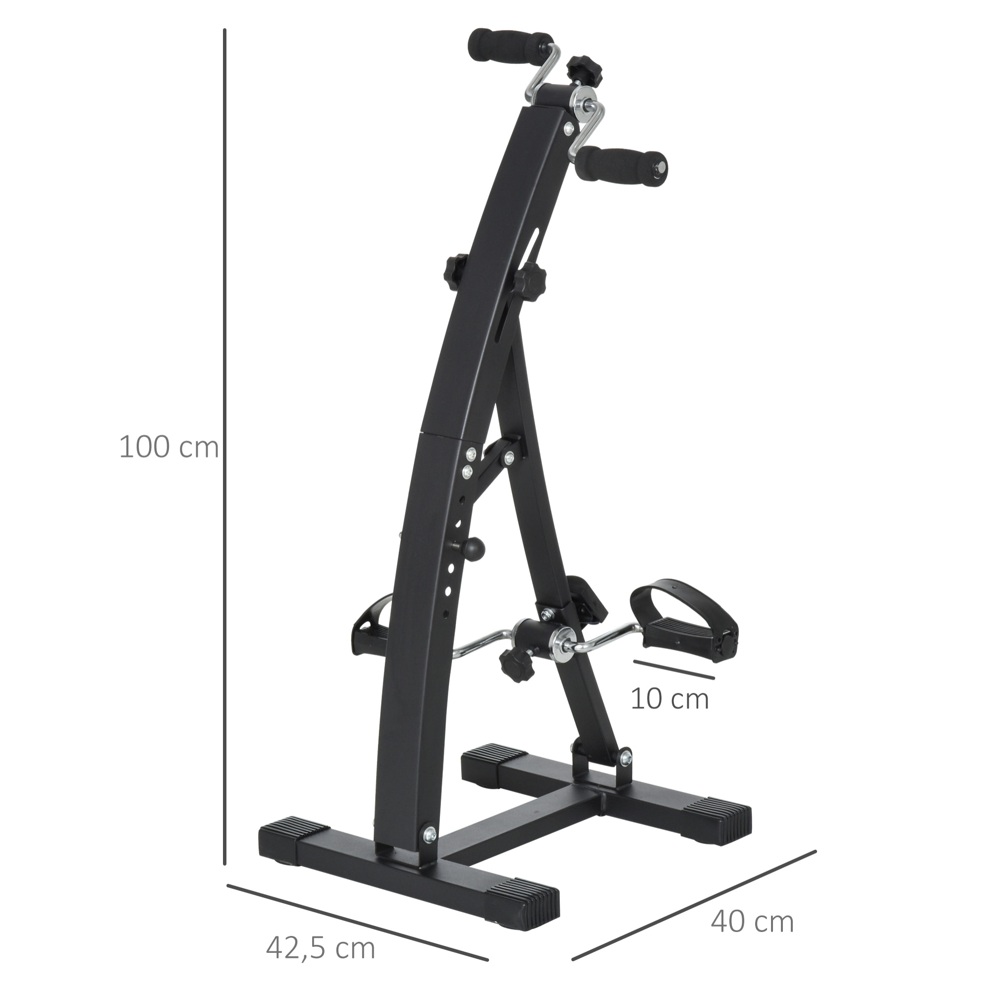 Vélo d'appartement pédalier rééducation bras jambes écran LCD multifonctions hauteur guidon réglable 40L x 42,5l x 100H cm acier noir
