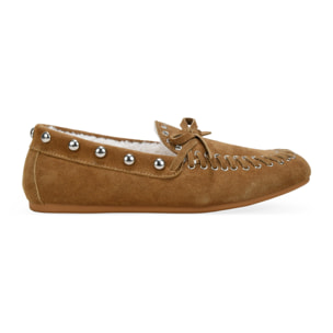 Mocasines planos marrones serraje piel