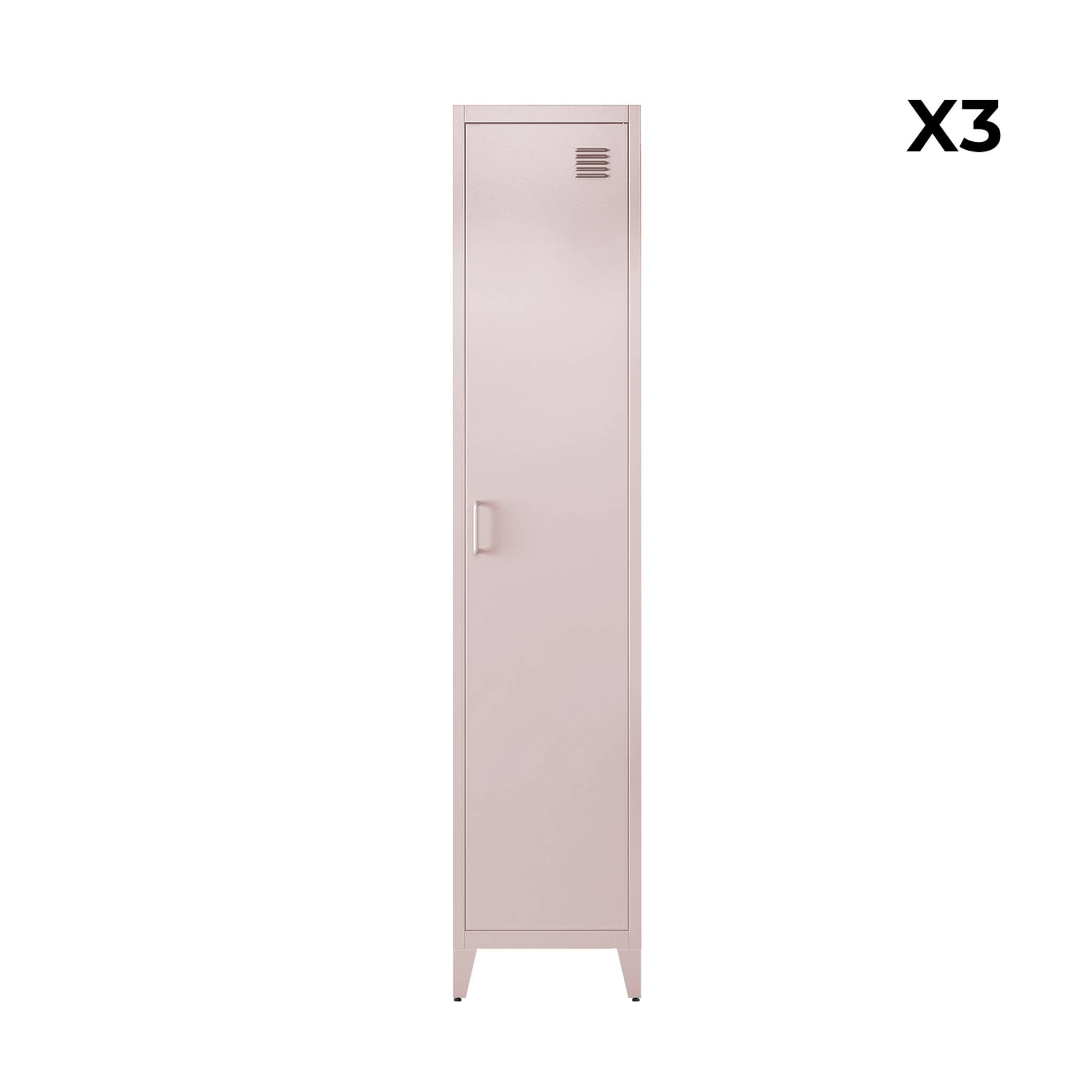 Armoire chambre en acier rose. 4 espaces de rangement. casier. L 180 x l 38 x H 38cm