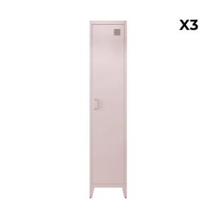 Armoire chambre en acier rose. 4 espaces de rangement. casier. L 180 x l 38 x H 38cm