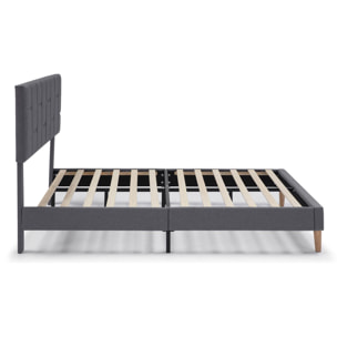 Estructura de Cama tapizada Sorni de 30 cm, 90/135-140/150x190 cm, Gris Oscuro