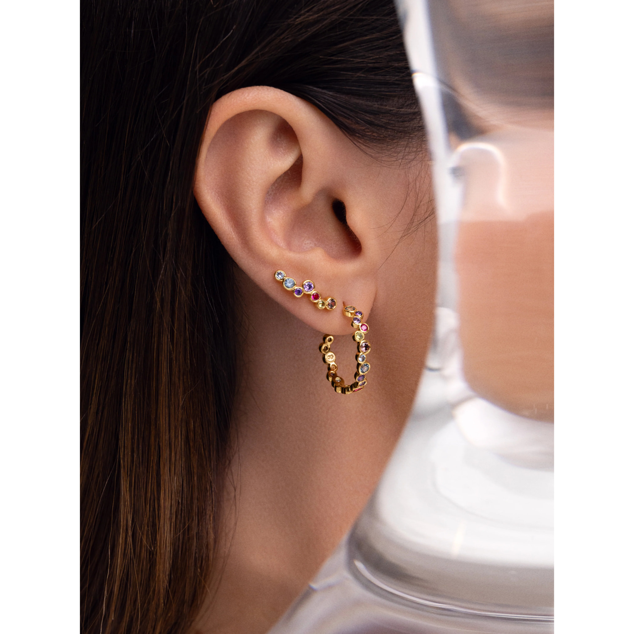 Pendientes Falling Bubbles Baño Oro