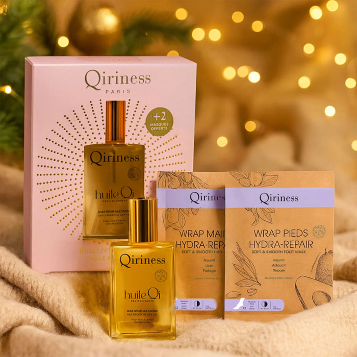 Rituel Qi Corps  - Coffret Huile Qi Revitalisante 100 ml + 2Wraps