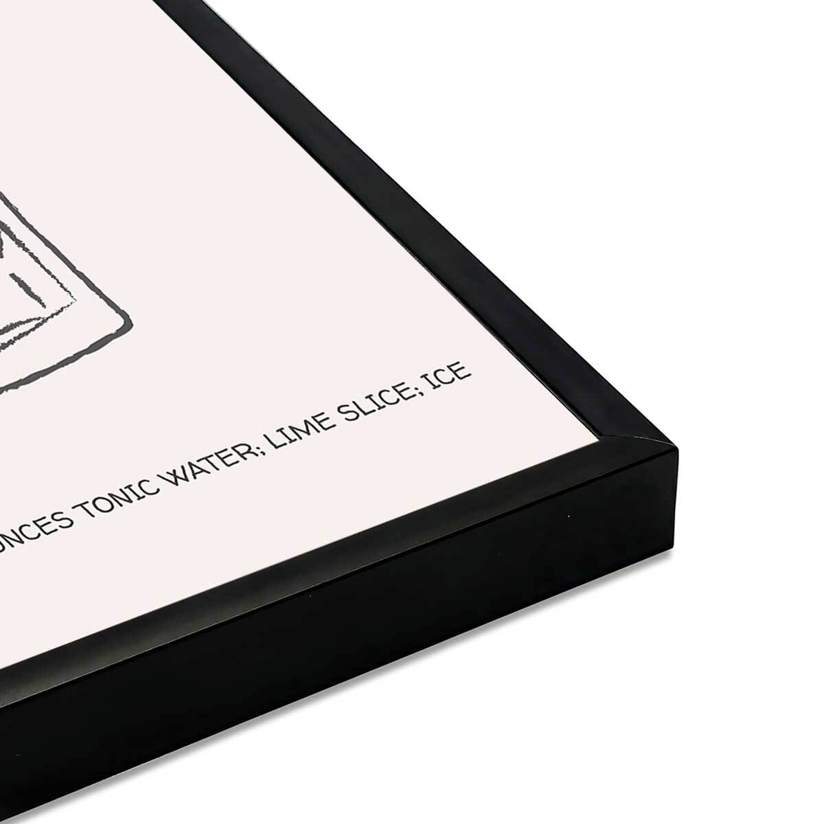 Affiche encadrée gin tonic illustration Affiche + cadre en métal - Noir