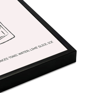 Affiche encadrée gin tonic illustration Affiche + cadre en métal - Noir