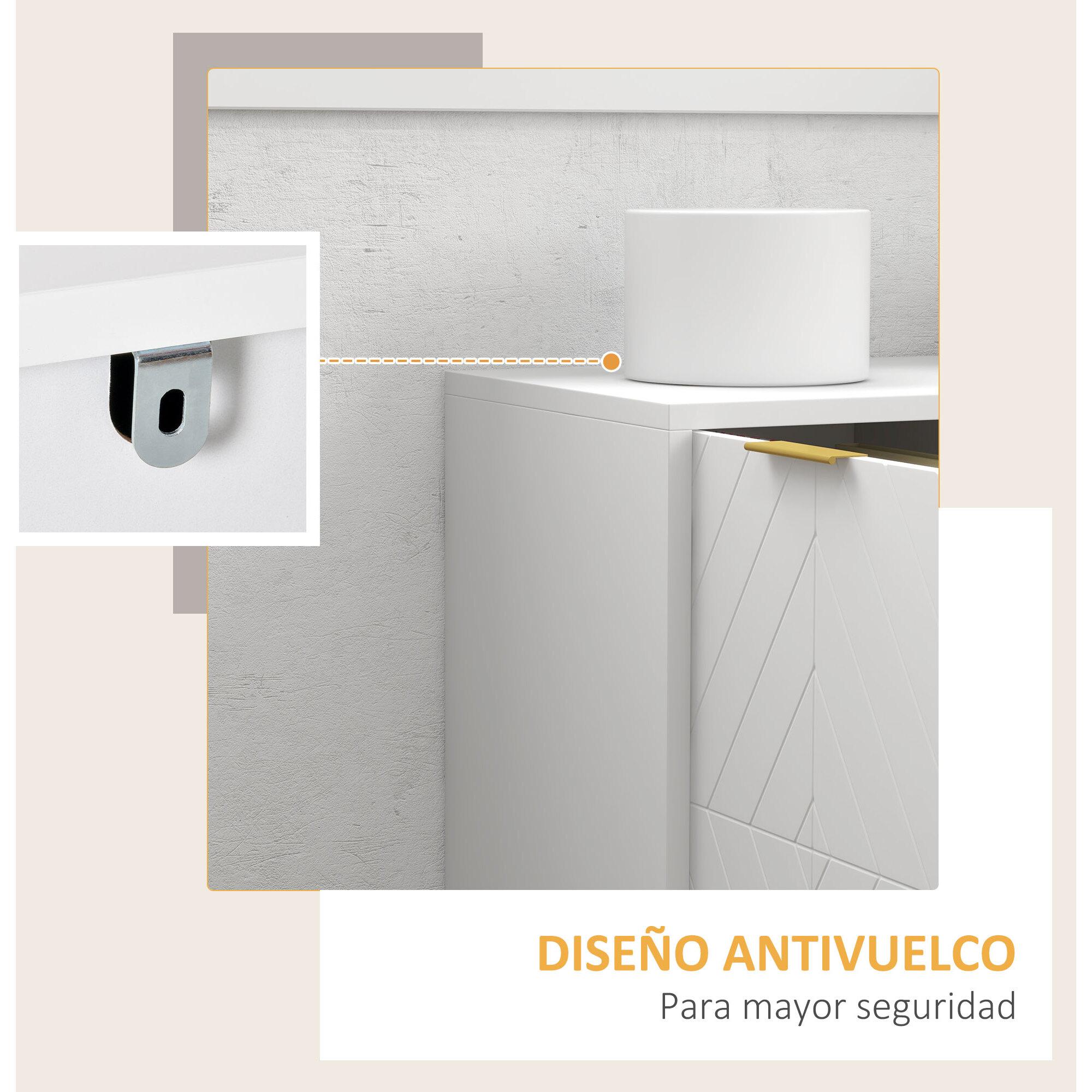 Aparador Auxiliar con 3 Cajones 2 Armarios Puerta Estante Ajustable 120x40x76 cm