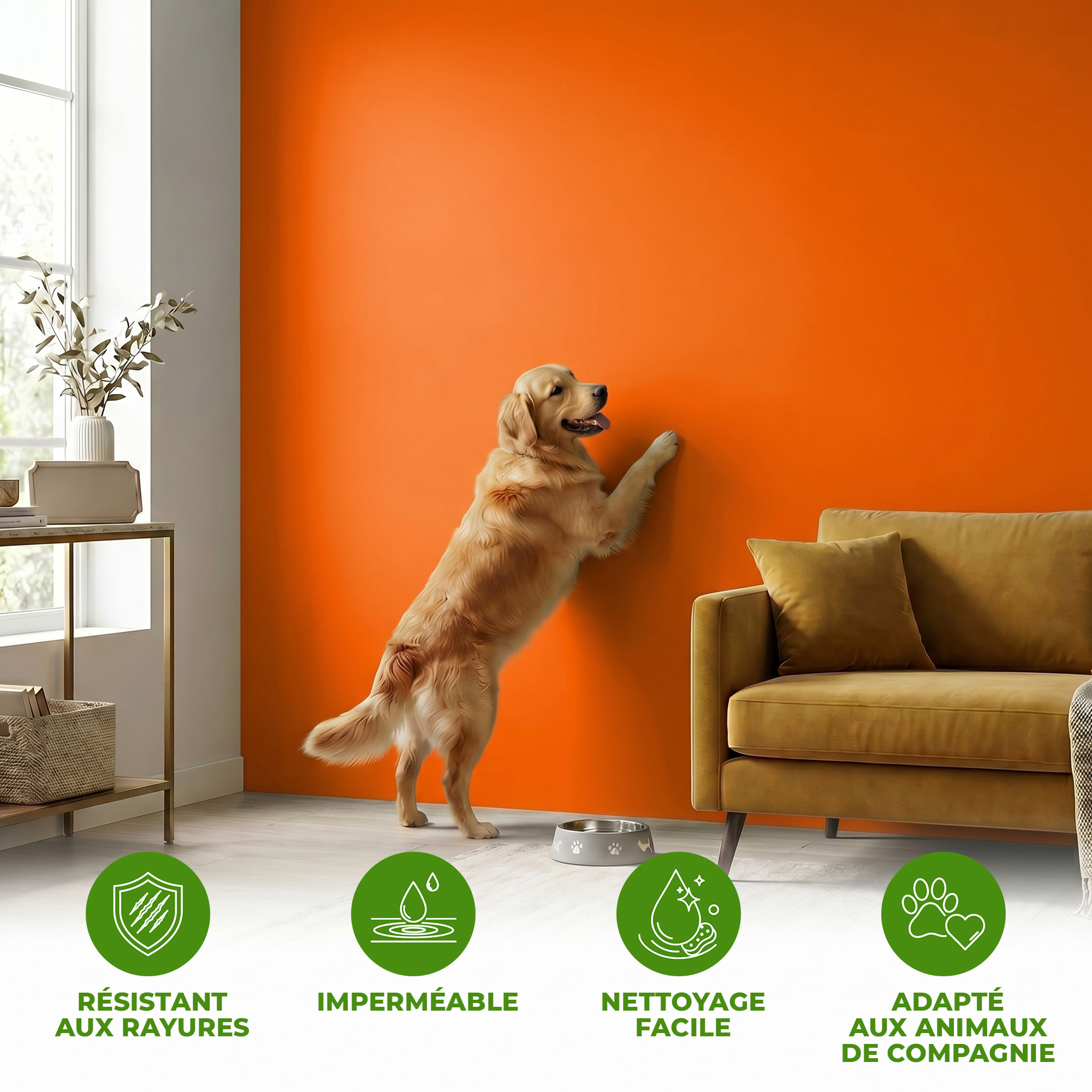 Rouleau adhésif décoratif Vinyle au Mètre - Orange - Sticker Lavable Imperméable Mur Cuisine Meubles