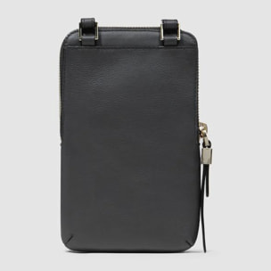 Piquadro Porta telefono da collo in pelle con porta carte di credito, schermato con protezione RFID
