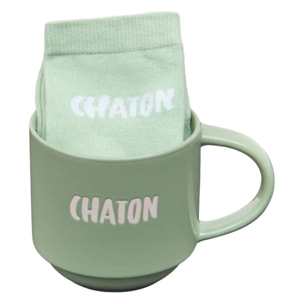 Coffret mug 38cl + chaussettes Champion vert