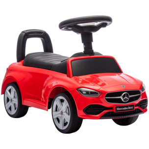 Coche Correpasillos para Niños de 18-36 Meses Mercedes-Benz Clase C, Correpasillos con Bocina, Volante, Sonidos de Motor y Espacio de Almacenaje, 65x28x39 cm, Rojo