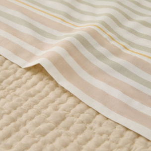 Sábana de algodón 180 hilos rayas Grora color verde 100% Algodón