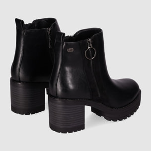 Botines de Piel Sintética - Negro - Tacón: 6 cm