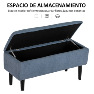 Baúl de Almacenaje de Dormitorio Banco de Almacenamiento Capacidad 47 L con Tapa Abatible y Patas de Madera para Salón Carga 120 kg 95x38x45 cm Azul