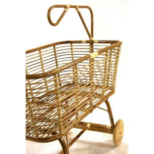 Culla "Norma" giunco cm97x57h43/79 con ruote in in legno - naturale