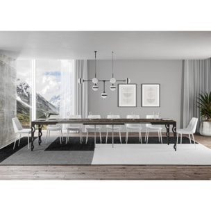 Table extensible 90x180/440 cm Karamay Evolution Noyer cadre Anthracite